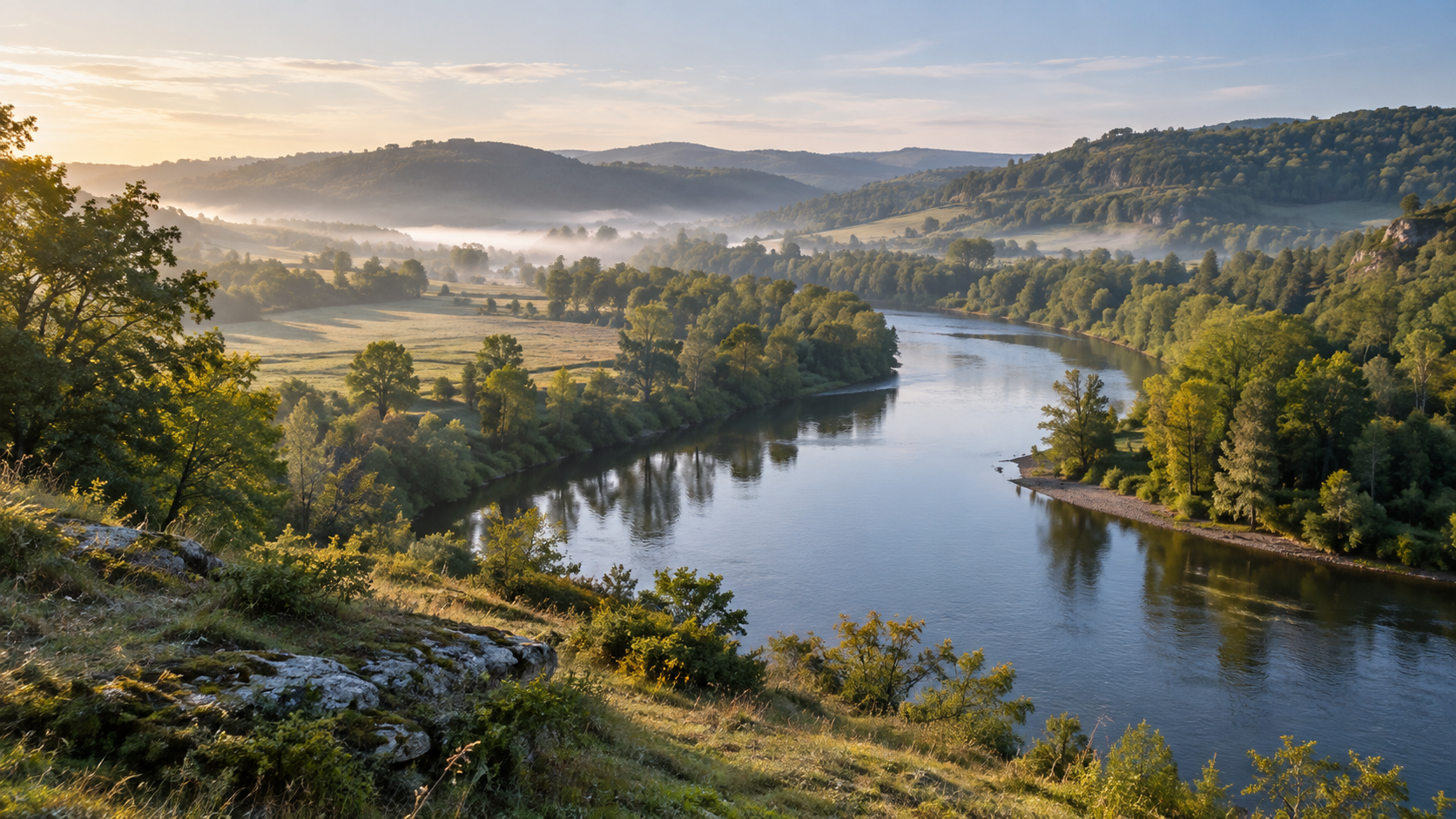 La Corrèze et les collines vertes près de Brive